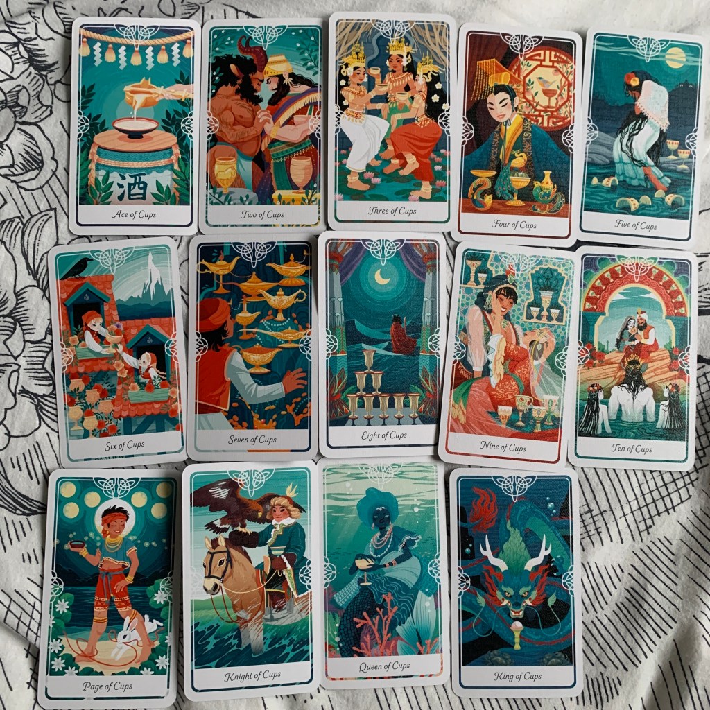 Picture of the suit of cups cards from Tarot of the Divine by Yoshi Yoshitani 