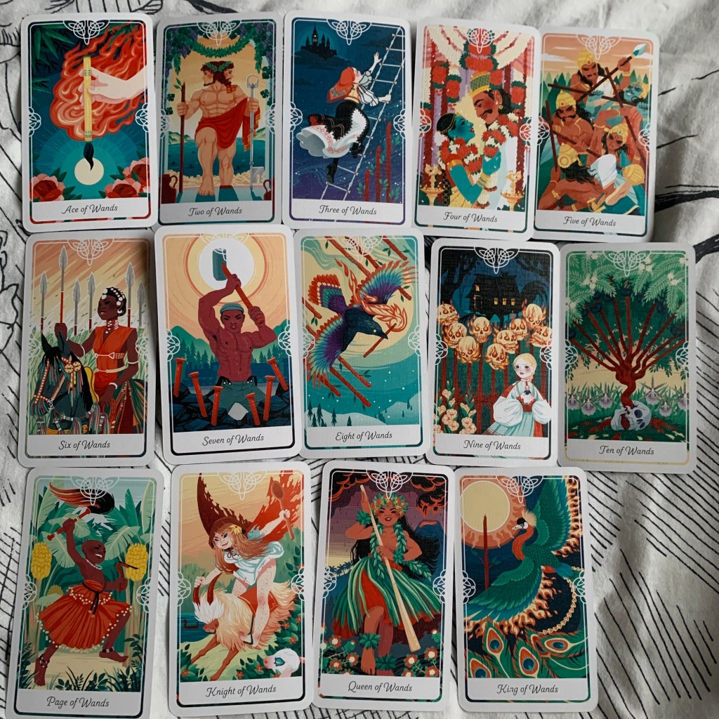 Picture of the suit of wands cards from Tarot of the Divine by Yoshi Yoshitani 